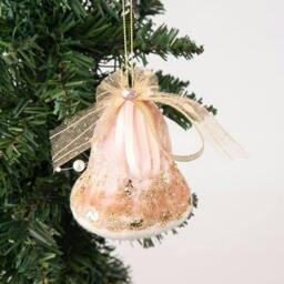 Rackhams 10cm Pink Bell Hanging Christmas Decoration for Tree, Wreath or Garland - thumbnail 3
