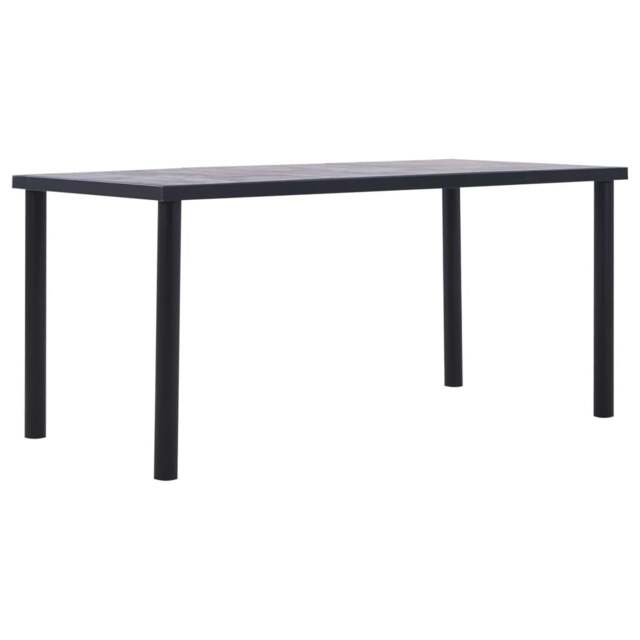 Rackhams Dining Table Black and Concrete Grey 160x80x75 cm MDF - Black - MDF, metal