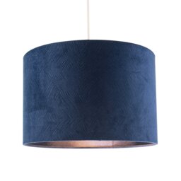 Rackhams Contemporary Thin Lined Midnight Blue Velvet Fabric Round Lamp Shade - thumbnail 2