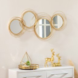 Rackhams Metal Wall Art Decorative Mirror Modern Wall Sculpture, Gold - thumbnail 1