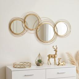 Rackhams Metal Wall Art Decorative Mirror Modern Wall Sculpture, Gold