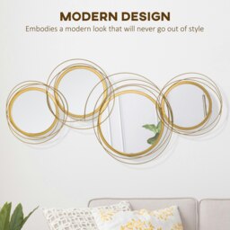 Rackhams Metal Wall Art Decorative Mirror Modern Wall Sculpture, Gold - thumbnail 4