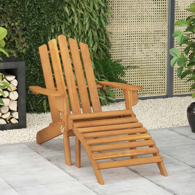 Rackhams Berkfield Garden Adirondack Chair with Footrest Solid Acacia Wood