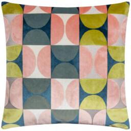 Rackhams Bardot Cut Velvet Cushion Cover - Pink/Avocado Green - 50cm x 50cm - Pink/Avocado Green - 100% Polyester