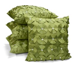 Rackhams 3D Petal Detail With Gem Stud Detail Cushion - 56cm x 56cm - Lime - thumbnail 1