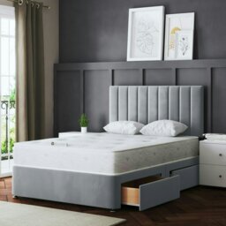 Rackhams Amelia Divan Bed with Upholstered Headboard - Four Drawers - Silver - Double - thumbnail 5