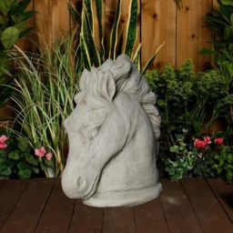 Rackhams Large Stone Cast Stallion Horse Head Garden Statue