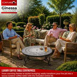 Rackhams Fireology GINESSA Sumptuous Garden and Patio Round Heater, Fire Pit, Brazier, Coffee Table, Barbecue and Ice Bucket - thumbnail 3