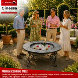 Rackhams Fireology GINESSA Sumptuous Garden and Patio Round Heater, Fire Pit, Brazier, Coffee Table, Barbecue and Ice Bucket - thumbnail 4