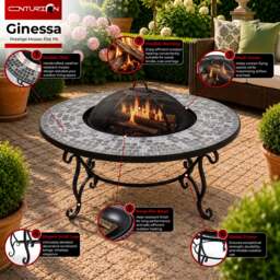 Rackhams Fireology GINESSA Sumptuous Garden and Patio Round Heater, Fire Pit, Brazier, Coffee Table, Barbecue and Ice Bucket - thumbnail 5