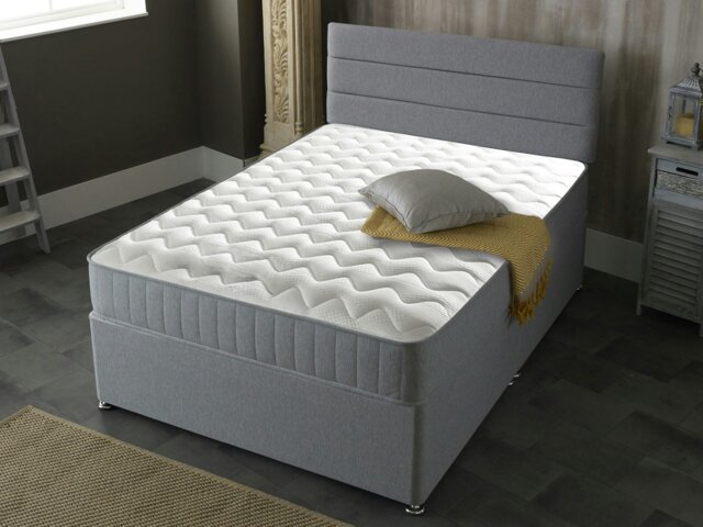 Rackhams Castle Essential Sprung Mattress - 8-Inch Deep, Soft Feel - Grey - 1 - European Double Mattress (140cm x 200cm) - image 1