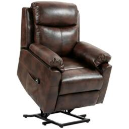 Rackhams Faux Leather 70° Electric Riser Recliner Chair, Dark Brown - Dark Brown