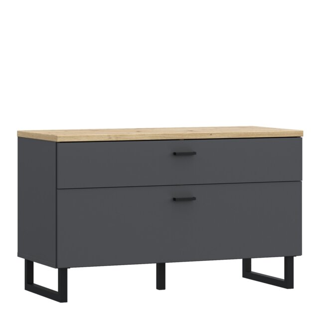 Rackhams Klara TV Unit with 1 Drawer 1 Flip Door in Grey and Oak - 1 - image 1
