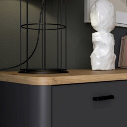 Rackhams Klara TV Unit with 1 Drawer 1 Flip Door in Grey and Oak - 1 - thumbnail 6