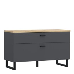 Rackhams Klara TV Unit with 1 Drawer 1 Flip Door in Grey and Oak - 1 - thumbnail 1