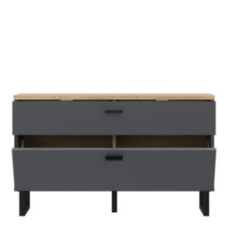 Rackhams Klara TV Unit with 1 Drawer 1 Flip Door in Grey and Oak - 1 - thumbnail 4