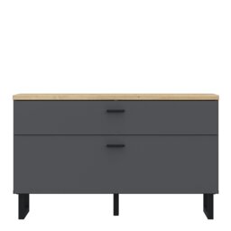 Rackhams Klara TV Unit with 1 Drawer 1 Flip Door in Grey and Oak - 1 - thumbnail 2