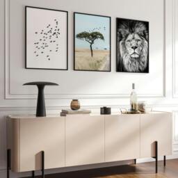 Rackhams Living Room Wall Art Canvas - Set of 3 African Wildlife Wall art Prints - 20 x 30 in / 50 x 76 cm - Polyester Canvas 260 gsm - Canvas wrapped - thumbnail 6