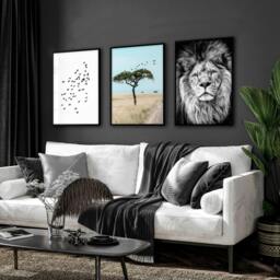 Rackhams Living Room Wall Art Canvas - Set of 3 African Wildlife Wall art Prints - 20 x 30 in / 50 x 76 cm - Polyester Canvas 260 gsm - Canvas wrapped - thumbnail 4