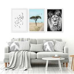 Rackhams Living Room Wall Art Canvas - Set of 3 African Wildlife Wall art Prints - 20 x 30 in / 50 x 76 cm - Polyester Canvas 260 gsm - Canvas wrapped - thumbnail 3
