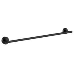 "Rackhams Matt Black Single Towel Rail 64.8cm/25.5"" Wall Mounted with Concealed Screws Bathroom Towel Holder"