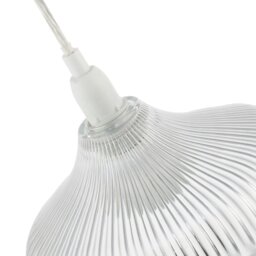 Rackhams Modern Clear Line Ribbed Glass Pendant Light Shade with Moulded Edge - thumbnail 4