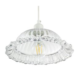 Rackhams Modern Clear Line Ribbed Glass Pendant Light Shade with Moulded Edge - thumbnail 5
