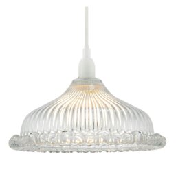 Rackhams Modern Clear Line Ribbed Glass Pendant Light Shade with Moulded Edge - thumbnail 2
