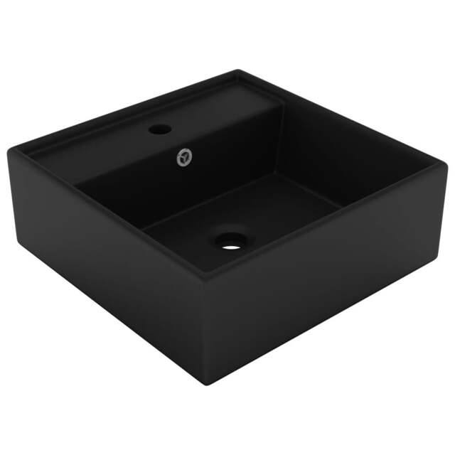Rackhams Luxury Basin Overflow Square Matt Black 41x41 cm Ceramic