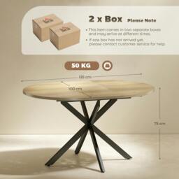 Rackhams Extendable Dining Table for 4-6 with X-Shape Base, Natural Wood - thumbnail 3