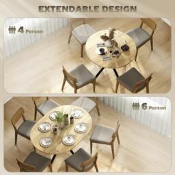 Rackhams Extendable Dining Table for 4-6 with X-Shape Base, Natural Wood - thumbnail 4