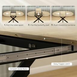 Rackhams Extendable Dining Table for 4-6 with X-Shape Base, Natural Wood - thumbnail 5