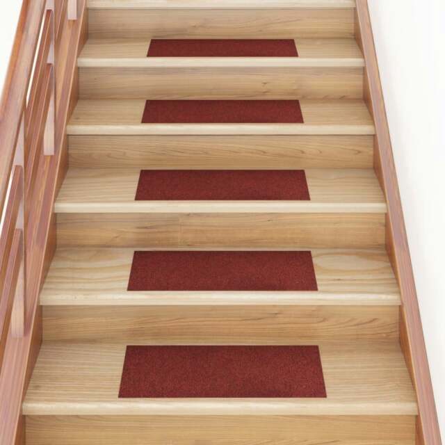 Rackhams Self-adhesive Stair Mats Rectangular 15 pcs 60x25 cm Red