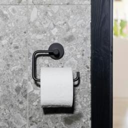 Rackhams Black Stainless Steel Toilet Roll Holder Self Adhesive Bathroom Wall Mounted - thumbnail 3