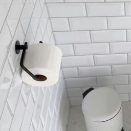 Rackhams Black Stainless Steel Toilet Roll Holder Self Adhesive Bathroom Wall Mounted - thumbnail 4