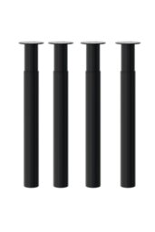 Rackhams 50cm/19.69 inch 4Pcs Black Round Metal Table Legs Furniture Replacement Legs for Coffee Table, Dressing Table - Black - thumbnail 1