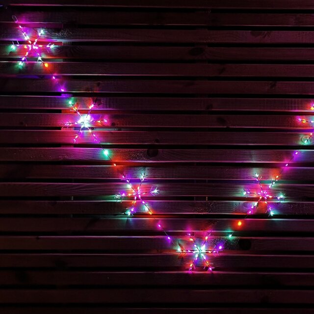 Rackhams 2.6m Set of 10 Snowflake Curtain Lights 258 Rainbow LEDs MicroBrights String Lights - image 1