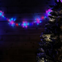 Rackhams 2.6m Set of 10 Snowflake Curtain Lights 258 Rainbow LEDs MicroBrights String Lights - thumbnail 4