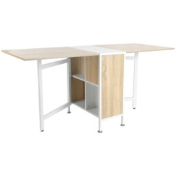 Rackhams Folding Table with Storage Shelves Oak, White - thumbnail 2