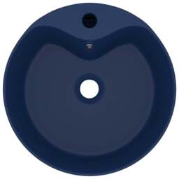 Rackhams Luxury Wash Basin with Overflow Matt Dark Blue 36x13 cm Ceramic - thumbnail 3