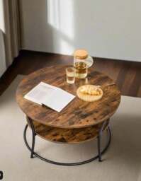 Rackhams Round Coffee Table with 2 Tiers - thumbnail 1