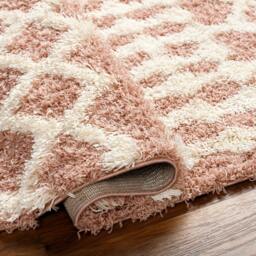 Rackhams Urban Shag-Geometric Pink White Soft Plush Pile Rug - 160 x 220 cm - thumbnail 4