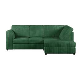 Rackhams Luxor Cord Fabric 4 Seater Corner Sofa Full Back - Green - Right Hand Facing