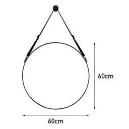 Rackhams Retro Round Hanging Mirror with Adjustable Leather Strap - 60CM - thumbnail 5