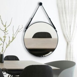 Rackhams Retro Round Hanging Mirror with Adjustable Leather Strap - 60CM - thumbnail 6