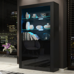Rackhams Premium 170cm Cabinet Sideboard Black High Gloss Doors Display Unit & Free LED Lights - thumbnail 2