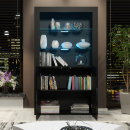 Rackhams Premium 170cm Cabinet Sideboard Black High Gloss Doors Display Unit & Free LED Lights - thumbnail 4