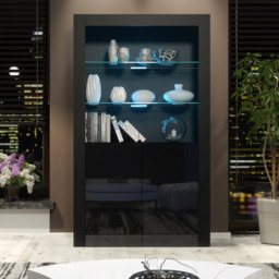 Rackhams Premium 170cm Cabinet Sideboard Black High Gloss Doors Display Unit & Free LED Lights - thumbnail 3