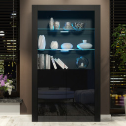 Rackhams Premium 170cm Cabinet Sideboard Black High Gloss Doors Display Unit & Free LED Lights - thumbnail 6