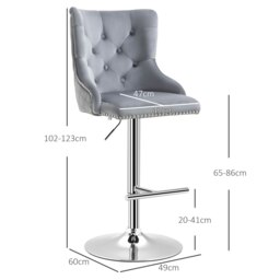 Rackhams Adjustable Bar Stools Set of 2, Swivel Bar Chairs w/ Back Footrest, Grey - thumbnail 5
